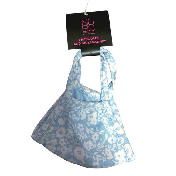 NEW No Boundaries Blue Floral Peasant Smocked Short Puff Sleeve Mini Dress Sz S - Picture 4 of 5